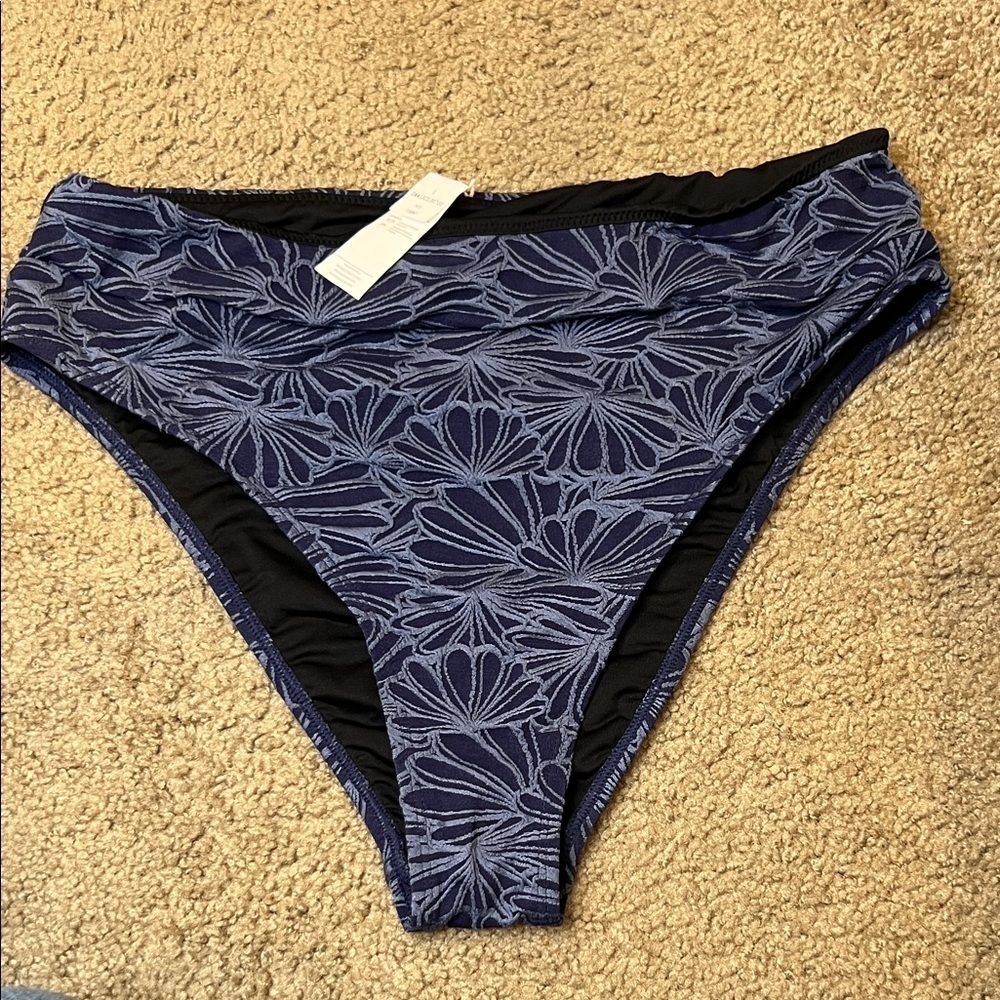 Cupshe Navy Floral Bikini Bottom